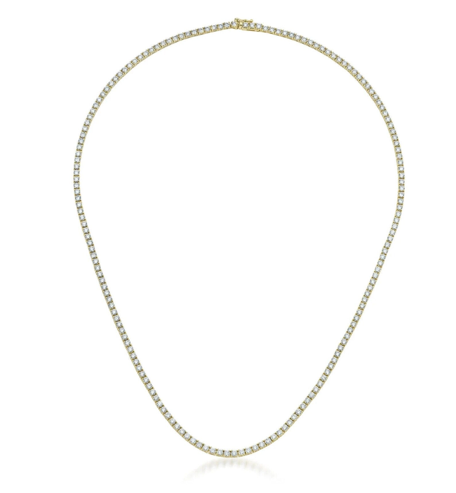 Collar de tenis de diamantes de 7,00 quilates de oro amarillo macizo de 14 quilates