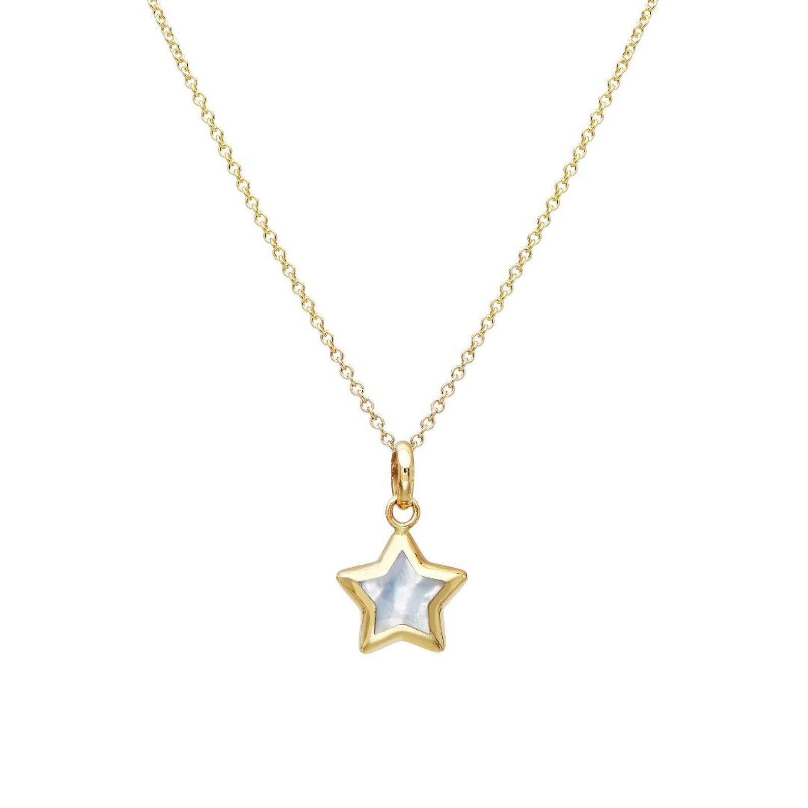 Collier étoile soufflée en nacre minimaliste en or jaune 14 carats