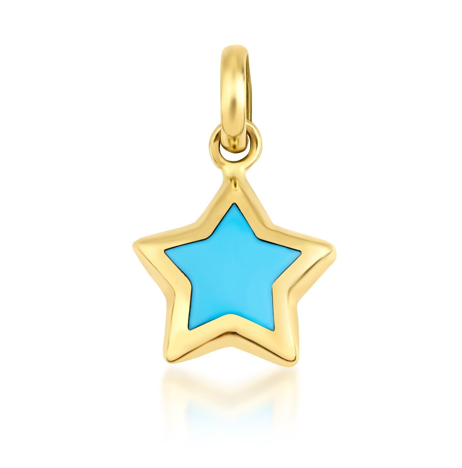 Collar minimalista con estrella inflada de turquesa en oro amarillo de 14 quilates