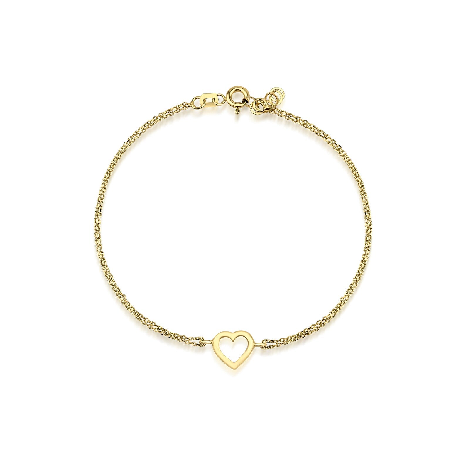 Bracelet cœur ouvert en or jaune 14 carats