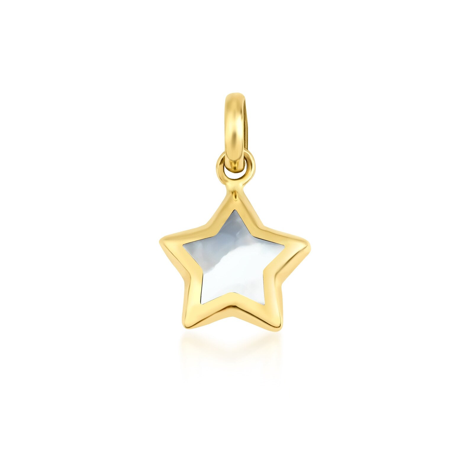 14K Yellow Gold Mother of Pearl Puffed Star Necklace