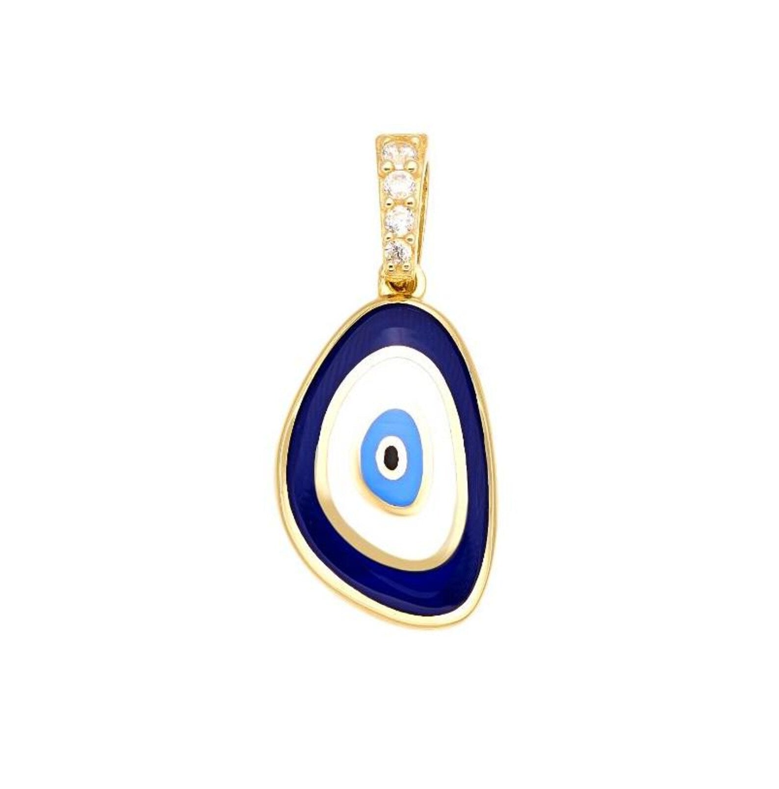 14K Yellow Gold Evil Eye Pendant or Necklace