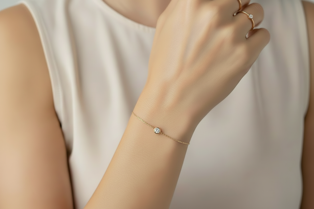 Bracelet tennis en or blanc massif 14 carats avec diamants de 2,40 carats