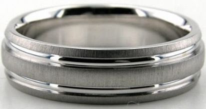 6mm 10K 14K 18K Solid White Gold Brushed Finish Mens Wedding Bands