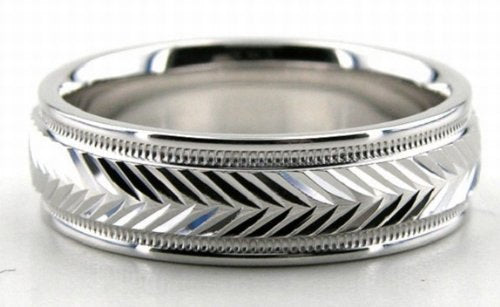 6mm Milgrain Platinum Mens Wedding Bands