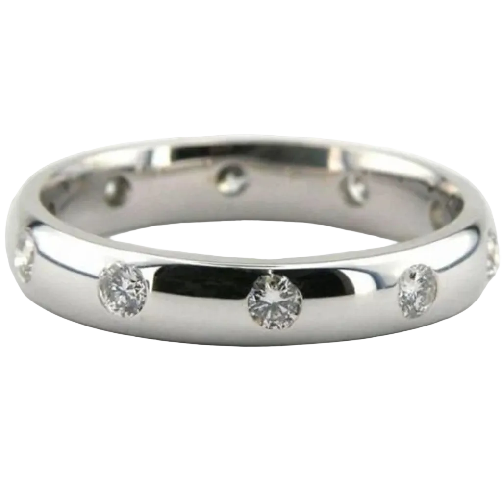 Bague de mariage en diamant pour hommes et femmes en or blanc 14 carats