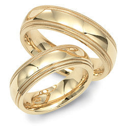 His and Hers Two Tone Gold Wedding Bands