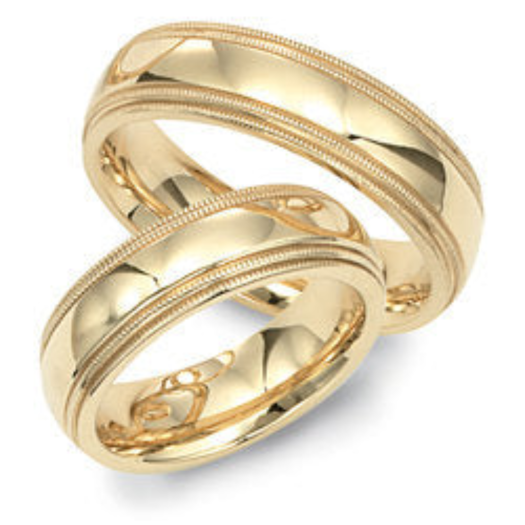 His and Hers Two Tone Gold Wedding Bands