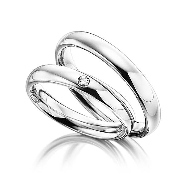 3mm 10K 14K 18K Yellow Gold His and Hers Diamond Wedding Bands