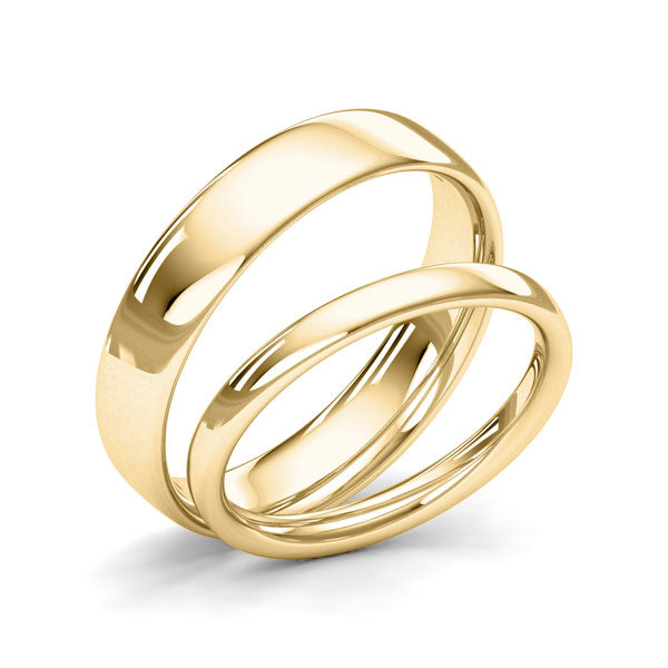 His and Hers Plain Dome Wedding Rings Set