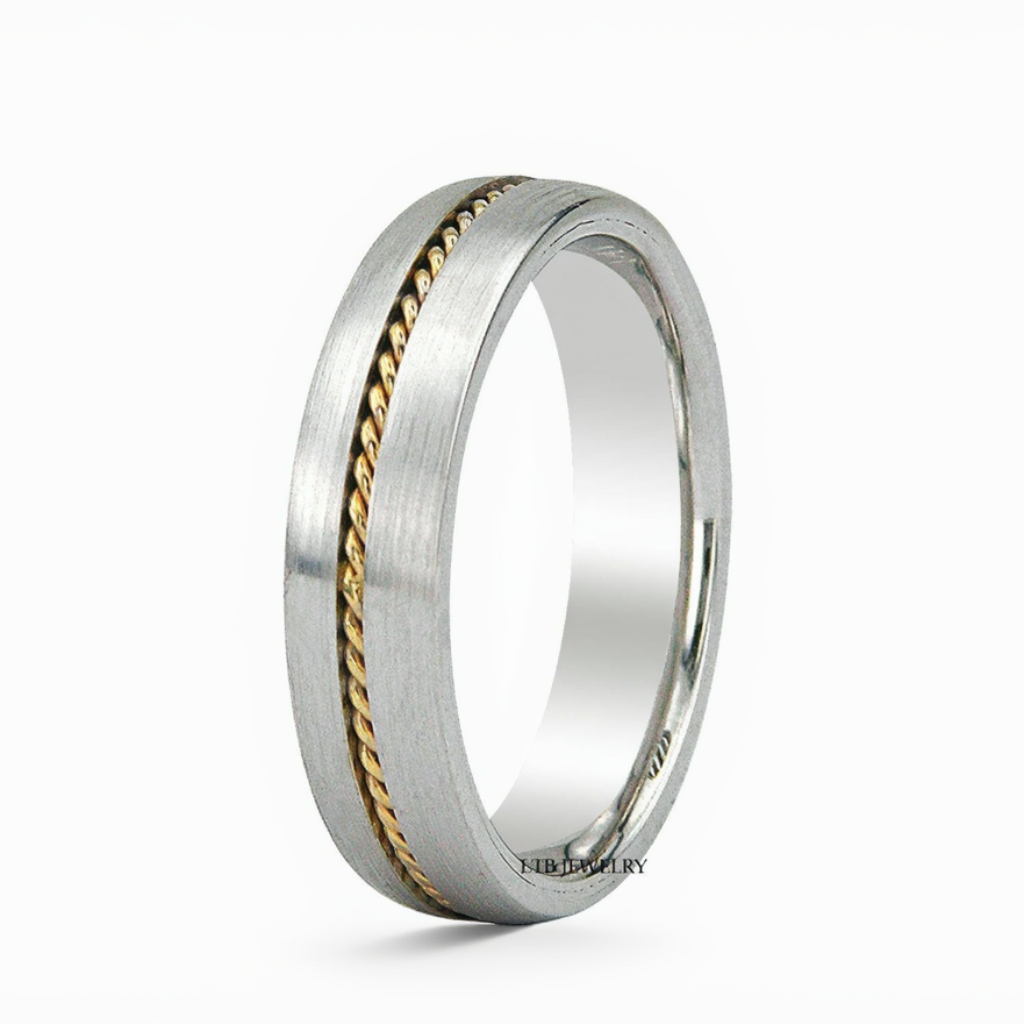 Two Tone Gold Handmade Braided Wedding Band