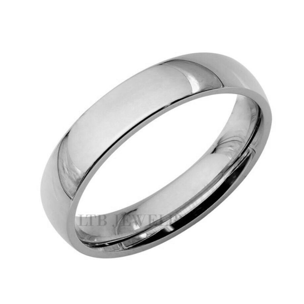 4mm Platinum Plain Dome Wedding Bands