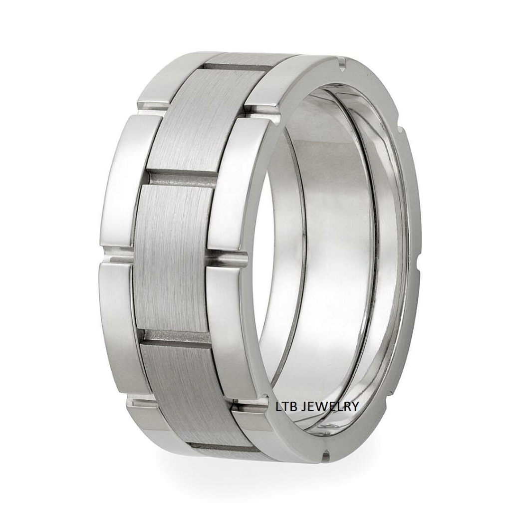 Rolex Style Mens Platinum Wedding Bands