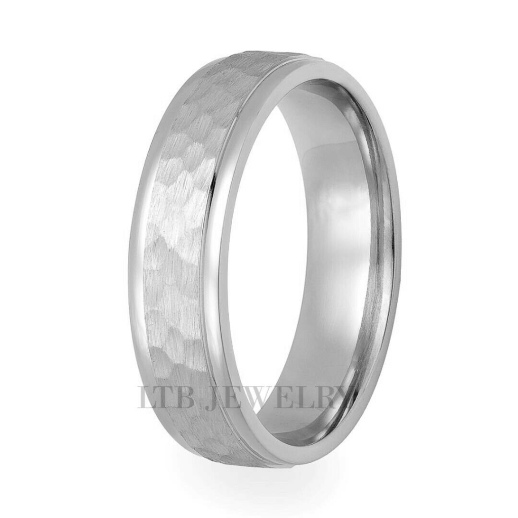 Hammered Finish Mens Wedding Rings