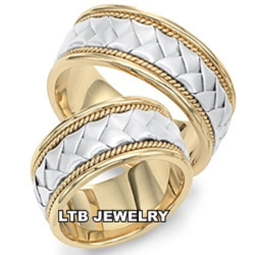 Alianzas de boda hechas a mano para él y para ella en oro de dos tonos