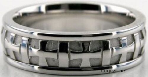 Cross Design Handmade Mens Wedding Bands