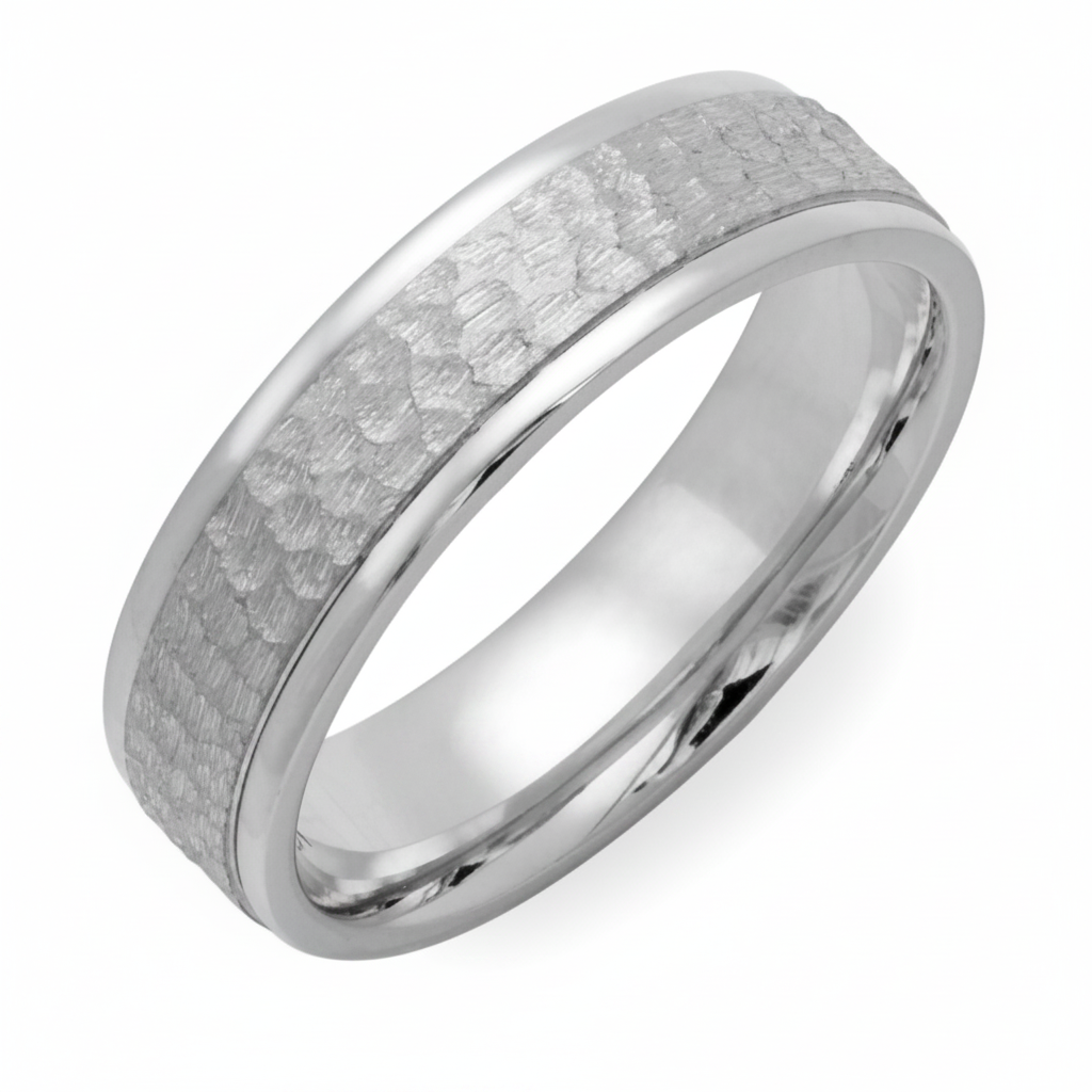 Hammered Finish Mens Wedding Rings