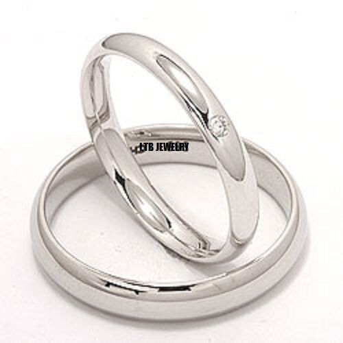 His and Hers Platinum Plain Dome Wedding Bands