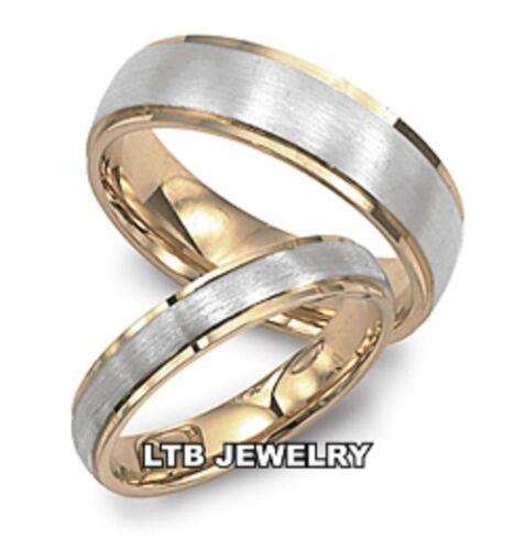 Two Tone Gold His and Hers Wedding Bands Set
