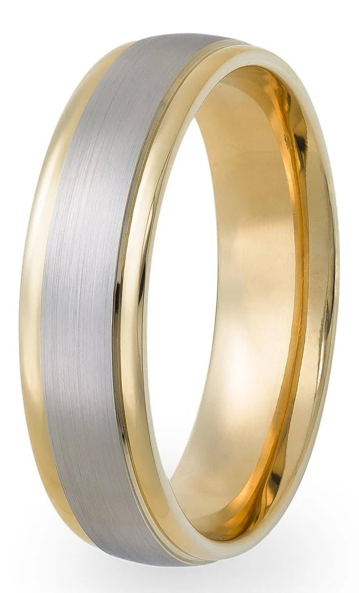 18K Yellow Gold and Platinum Mens Wedding Rings