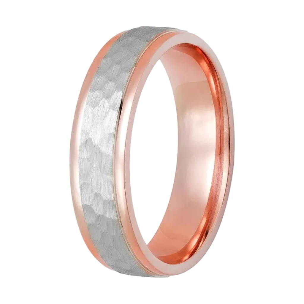 Platinum and 14K Solid Rose Gold Mens Wedding Bands