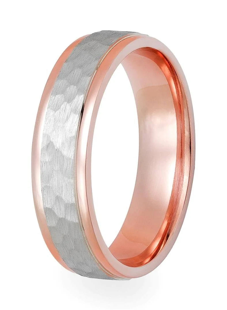 Platinum and 14K Solid Rose Gold Mens Wedding Bands