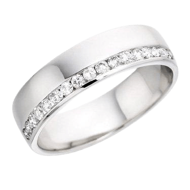 Mens and Womens 10K 14K 18K Solid White Gold Diamond Wedding Band with 15 Round Cut Diamonds, 5.5mm wide, Comfort Fit.