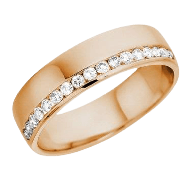 Mens and Womens 10K 14K Solid Gold Wedding Band with Round Cut Diamonds, 5.5mm wide, Comfort Fitted, Shiny Finish.