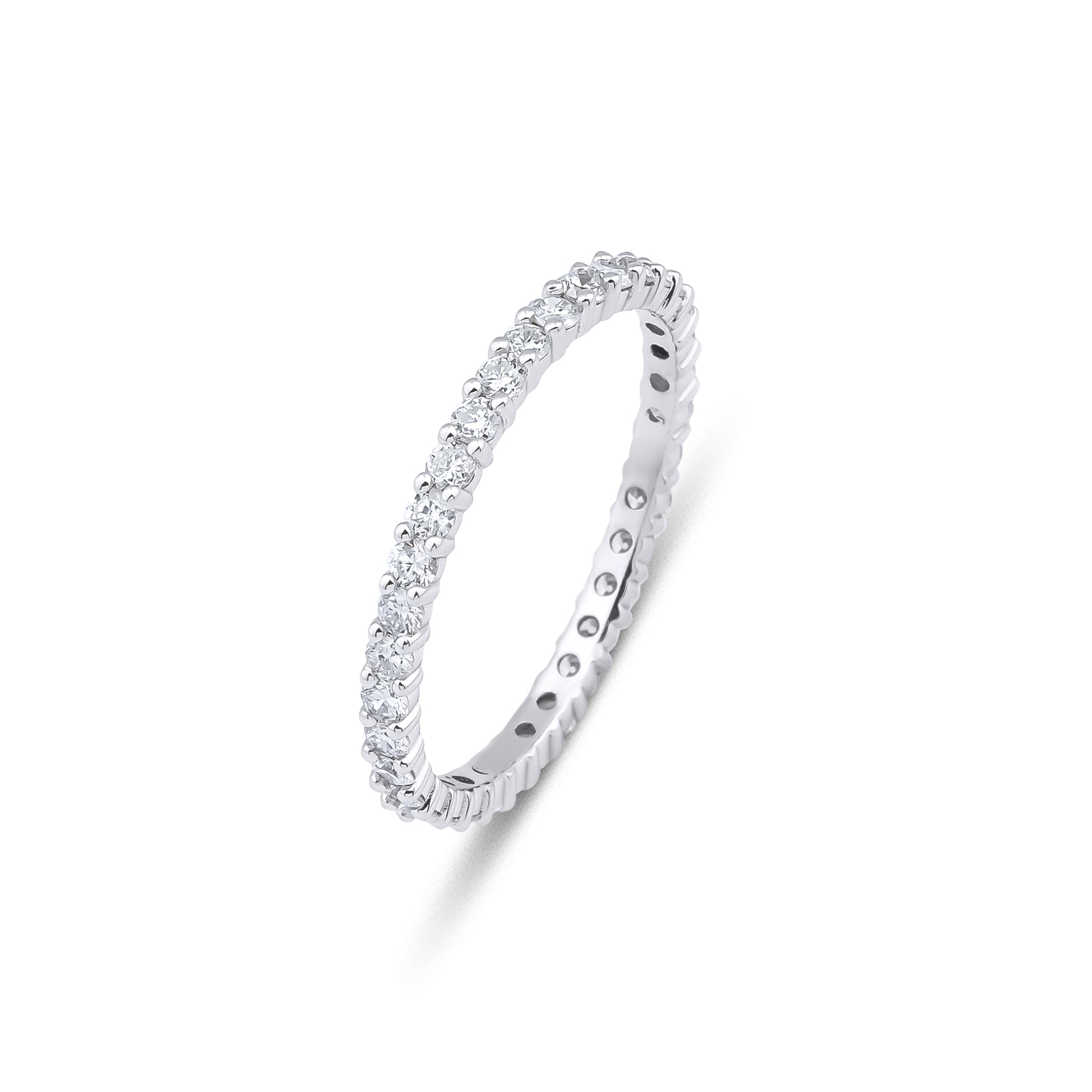 14K Gold 1.9mm Full Eternity Diamond Wedding Ring with 0.70 Carats of G Color SI Clarity Round Diamonds.