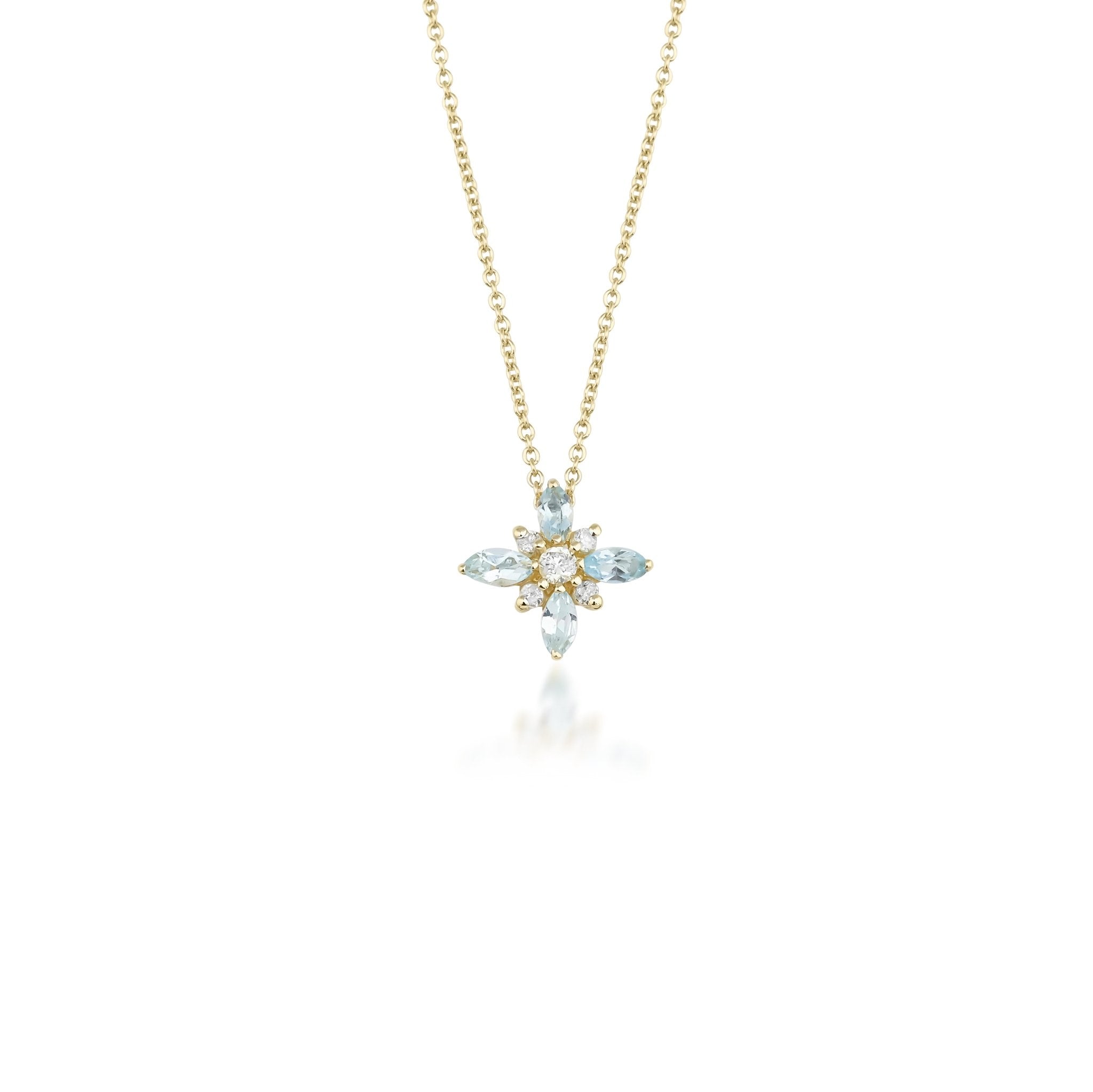 14K gold necklace featuring marquise-cut topaz and diamonds, perfect for everyday elegance and minimalist style.