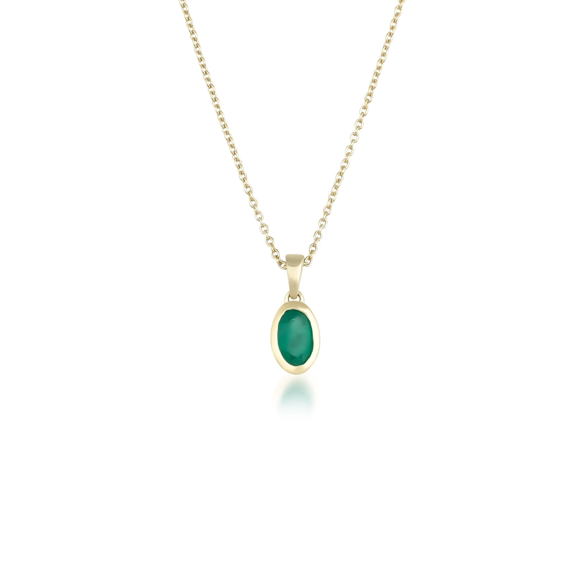 14K gold natural solitaire emerald necklace with a delicate pendant, measuring 16.5 inches, perfect for everyday wear.