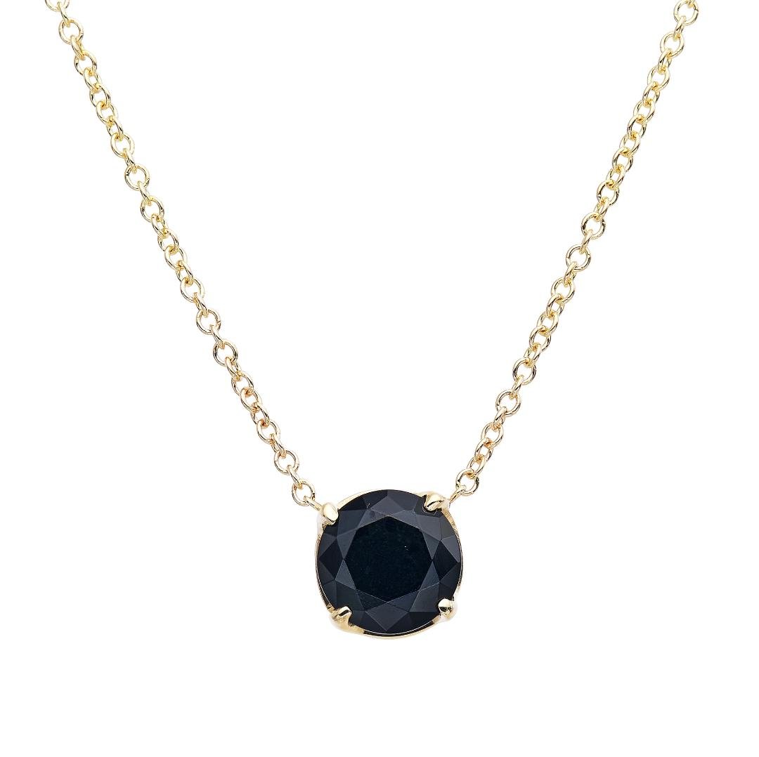 14K solid gold necklace featuring a 6mm onyx solitaire pendant, perfect for everyday elegance and minimalist style.