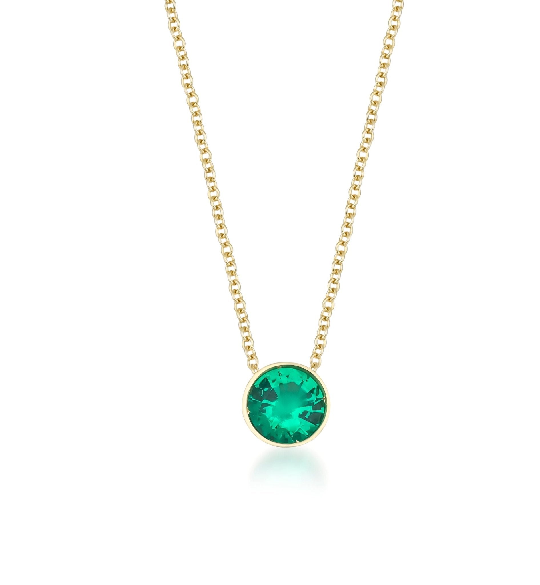 14K Gold 2024 Emerald Necklace, 14k Zirconia Emerald Pendant, 14k Solid Yellow - White - Rose Gold Dainty Necklace for Women