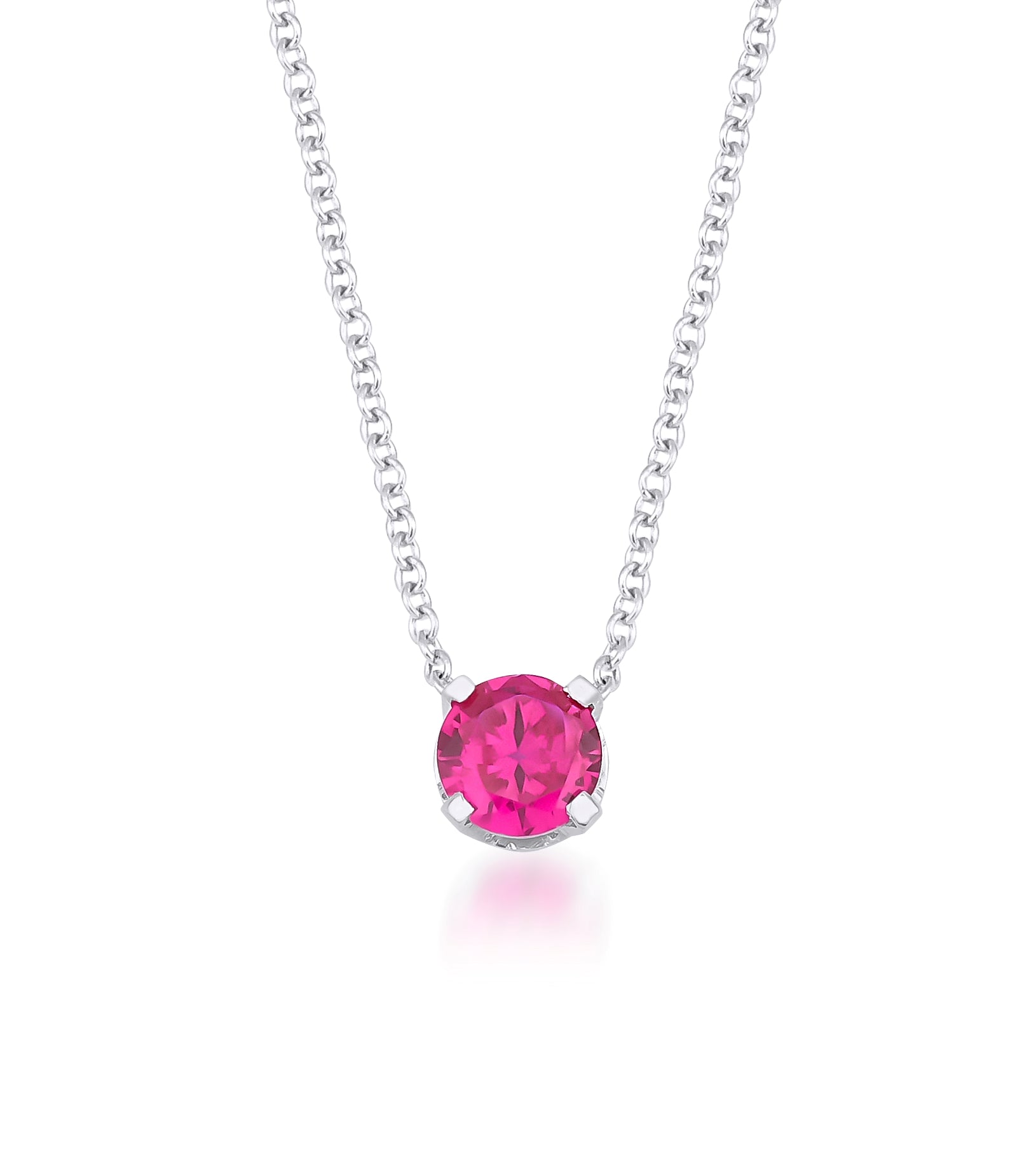 14K yellow gold 6mm prong setting ruby solitaire necklace, minimalist design, ideal for everyday wear, July birthstone.