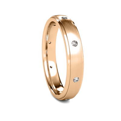 14K Solid White Gold Diamond Wedding Band featuring 8 round brilliant cut diamonds in a satin and shiny finish.
