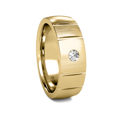 14K Solid White Gold Men's Wedding Ring with Diamond, Brushed Finish, 7mm Wide, Comfort Fit, G SI Diamonds