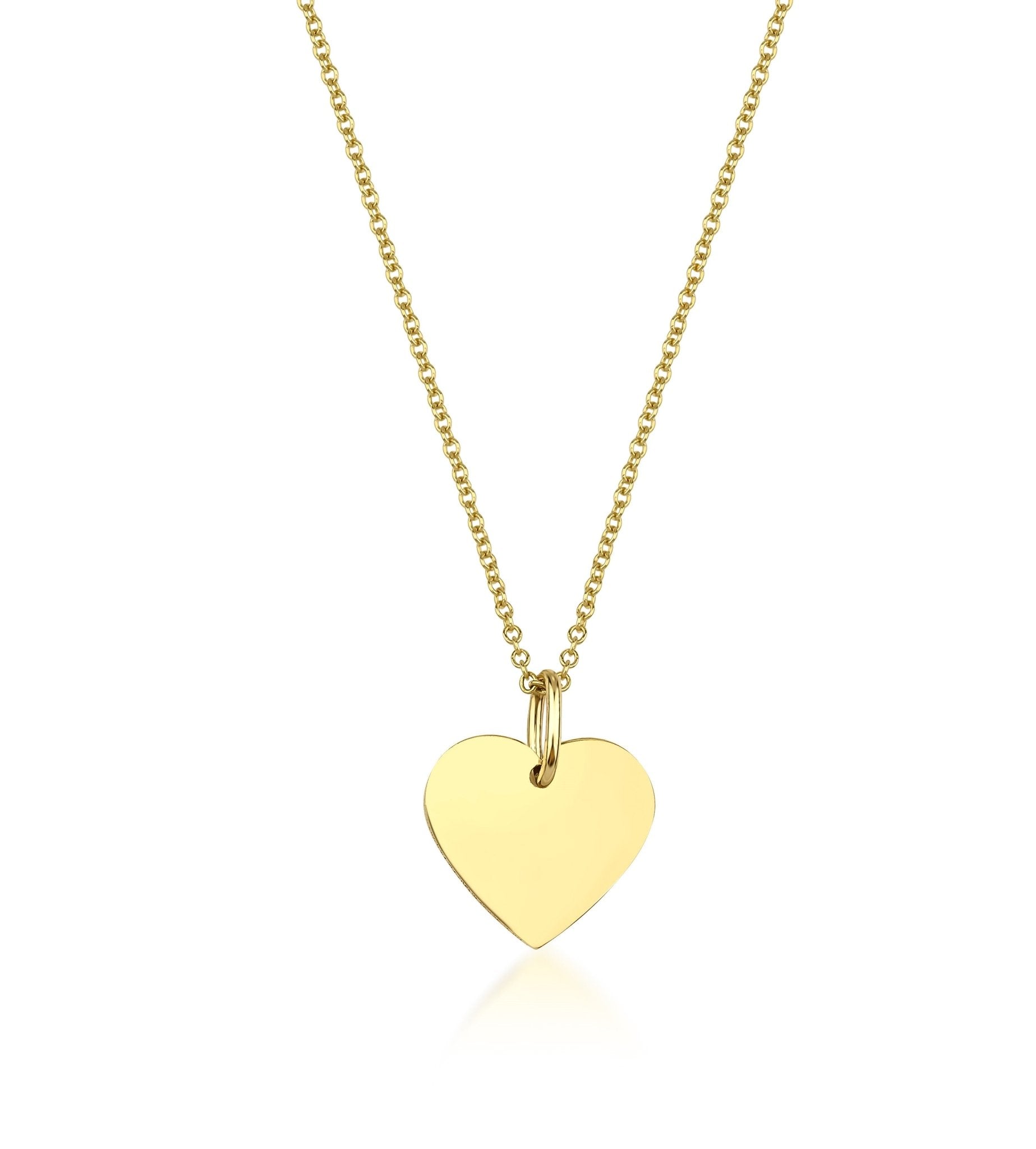 14K solid yellow gold heart necklace with a delicate chain, perfect for everyday wear and comes in a gift box.