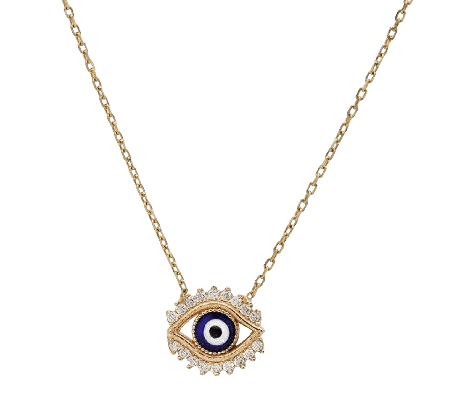 14K Solid Yellow Gold Minimalist Evil Eye Necklace LTB JEWELRY