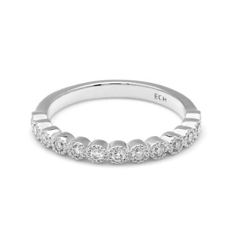 14K yellow gold half eternity diamond wedding ring with 12 round diamonds, total diamond carat weight 0.24, size 4-8.