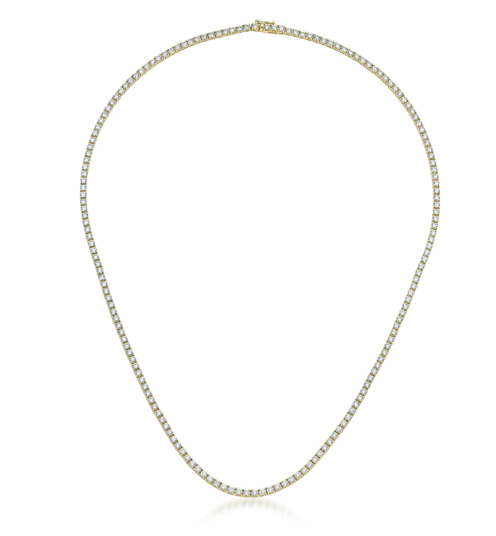 14K solid yellow gold diamond tennis necklace, 7.00 carats, 173 diamonds, elegant gift box packaging.