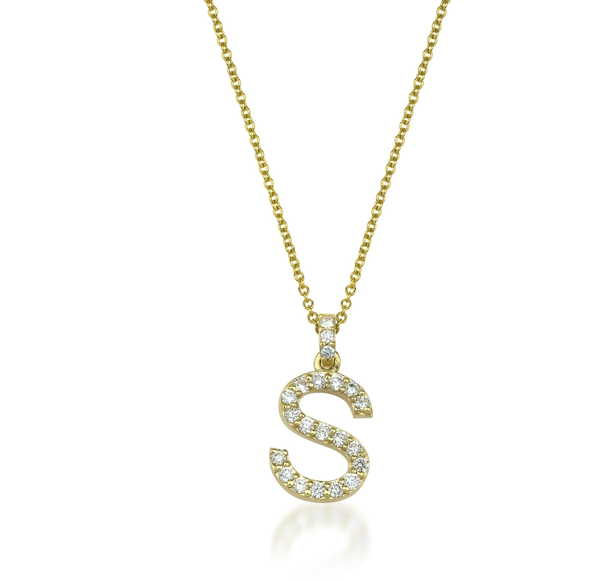 14K Yellow Gold Natural Diamond Initial Necklace, Letter S Necklace – LTB  JEWELRY