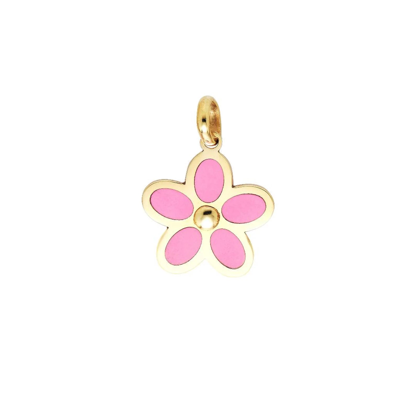 14K yellow gold pink daisy flower pendant, delicate and classy necklace for everyday wear.