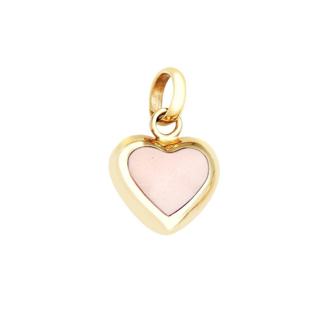 14K yellow gold pink heart pendant, dainty design, perfect for daily wear, comes in gift box.
