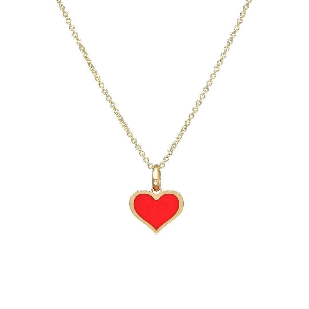 14K yellow gold necklace featuring a red coral heart pendant, perfect for everyday wear and comes in a gift box.