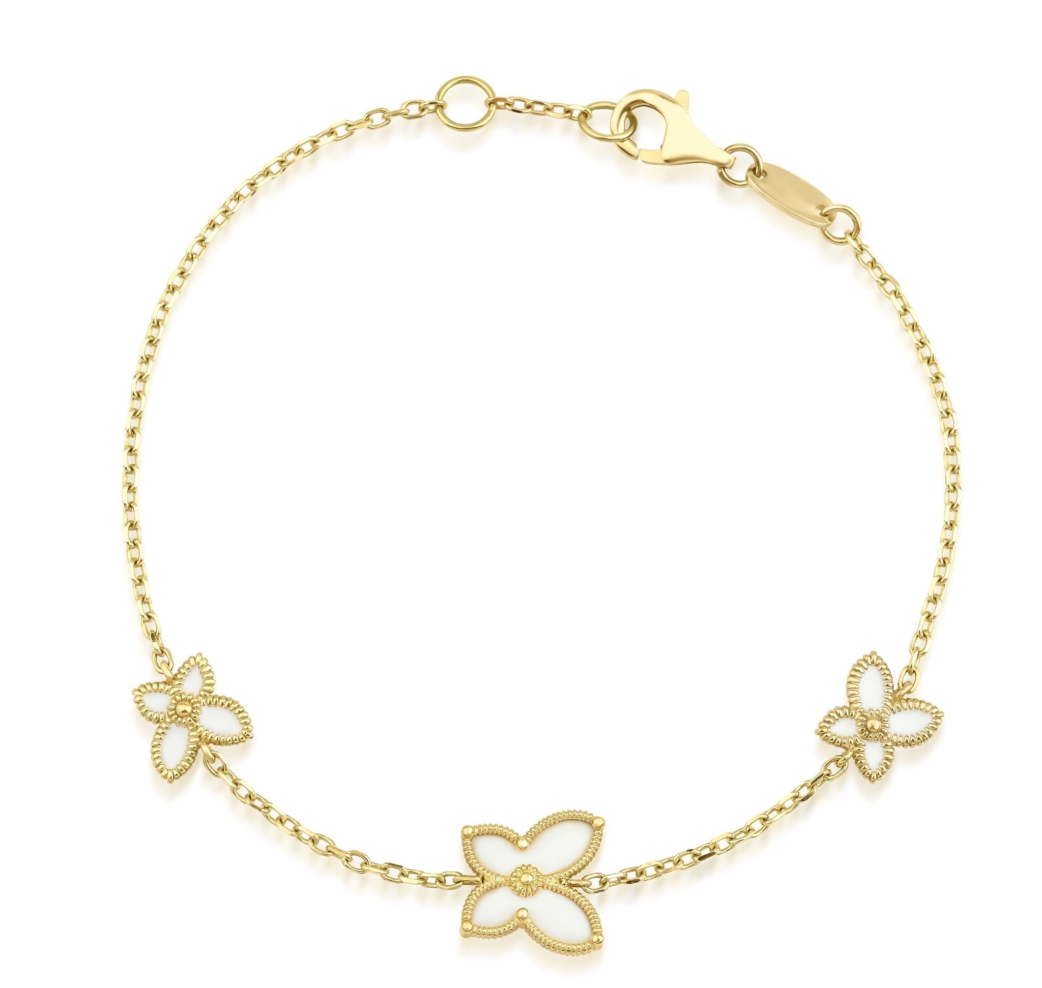 10kt Gold Mother of Pearl Butterfly Bracelet