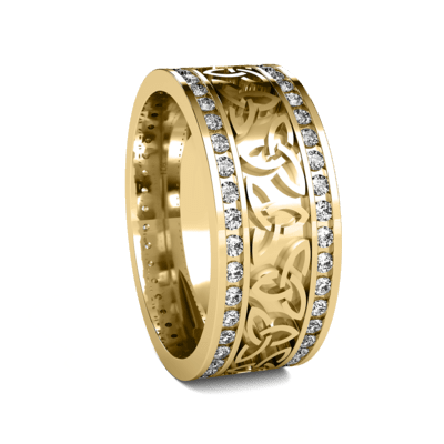 Celtic Gold Wedding Set with Diamonds