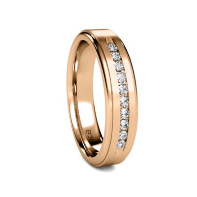 10K 14K 18K Solid Rose Gold Wedding Ring with Round Diamonds, Comfort Fit Band, Elegant Bridal Jewelry