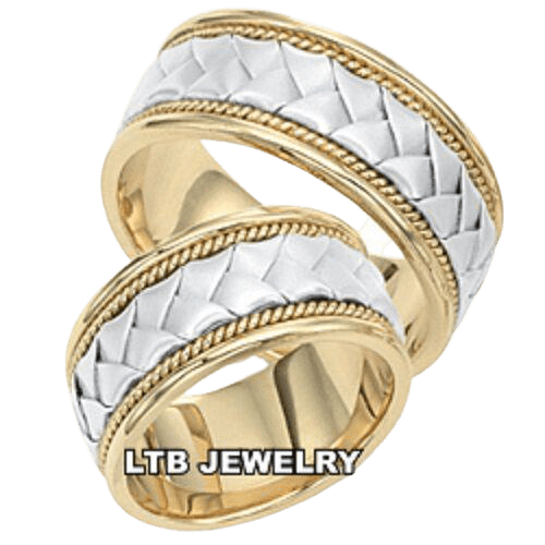 14K White and Yellow Gold Braided Handmade Mens Wedding Rings – LTB JEWELRY