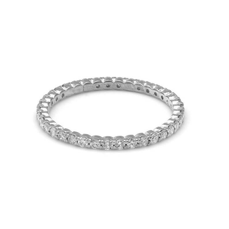 14K gold full eternity diamond wedding ring with 37 round diamonds, 0.60 carats, shiny finish, available in sizes 4-8.