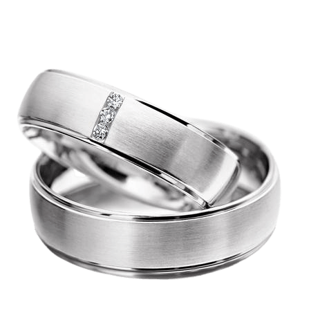 Beautifully crafted platinum diamond wedding bands, comfort-fitted with satin and shiny finishes, featuring brilliant round cut diamonds.
